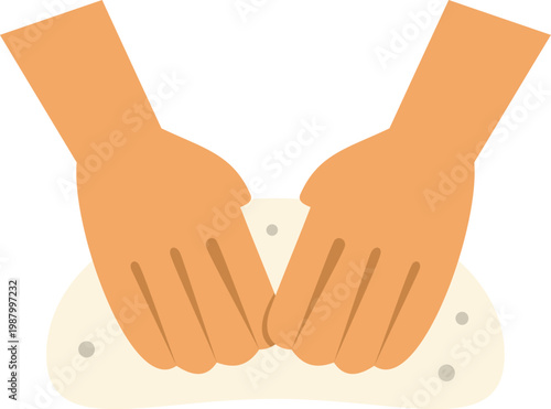 Two hands knead soft dough on a flat surface, symbolizing baking and homemade cooking