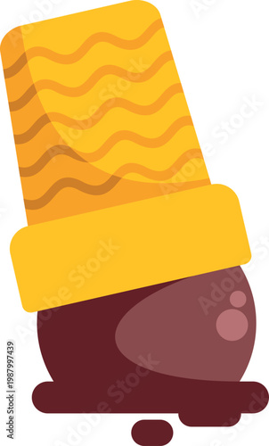 Tasty yellow cookie stick dipped in melting chocolate with a simple minimal design