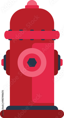 Minimal flat style red fire hydrant illustration isolated on white background for design use