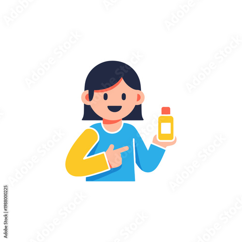 Woman Holding Medicine Bottle, Health Care Concept, Flat Design Icon