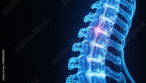 Human Spinal Column with Sciatica Pain Radiating from the Lumbar Vertebrae - Illustration for Medical Education and Healthcare