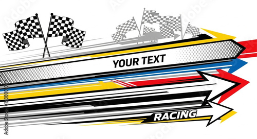 Racing checkered flags and speed lines with copy space.