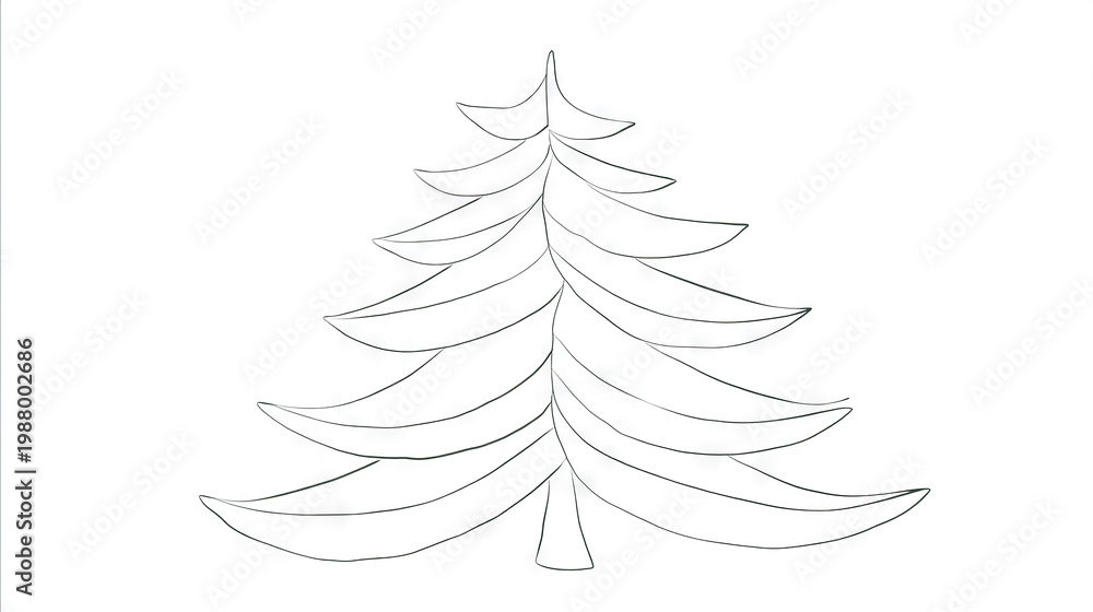 Obraz premium Simple Line Art Christmas Tree Illustration