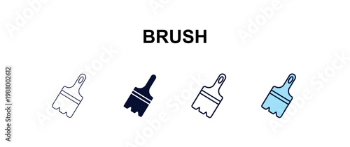 brush  multi-style outline icon set - construction concept. Thin line, regular, filled, colored brush  icon