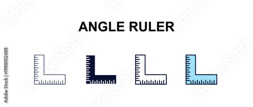 angle ruler  multi-style outline icon set - construction concept. Thin line, regular, filled, colored angle ruler  icon