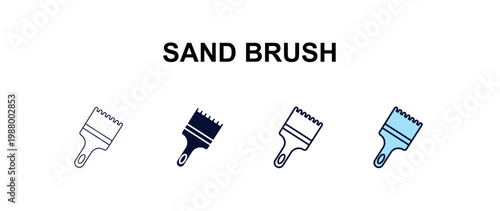 sand brush  multi-style outline icon set - construction concept. Thin line, regular, filled, colored sand brush  icon