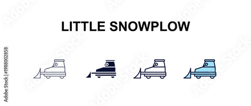 little snowplow  multi-style outline icon set - construction concept. Thin line, regular, filled, colored little snowplow  icon