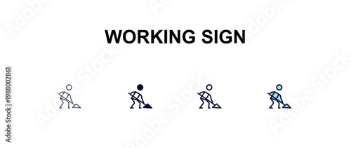 working sign  multi-style outline icon set - construction concept. Thin line, regular, filled, colored working sign  icon