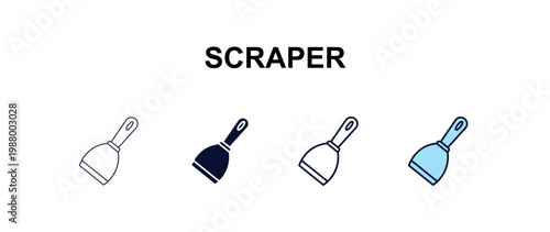 scraper  multi-style outline icon set - construction concept. Thin line, regular, filled, colored scraper  icon