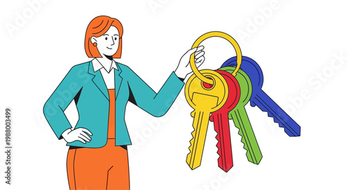 Woman holding a bunch of colorful keys.