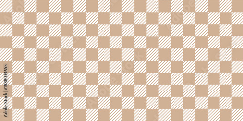 Gingham seamless pattern. Beige and white vichy background texture. Checkered tweed plaid repeating wallpaper. Natural nude fabric and textile swatch design. Vector
