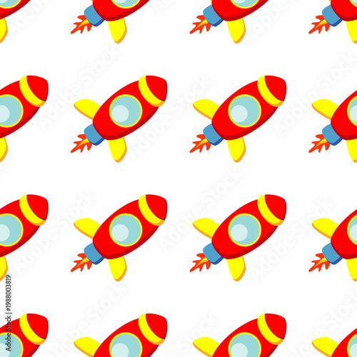 Seamless pattern with colorful rockets