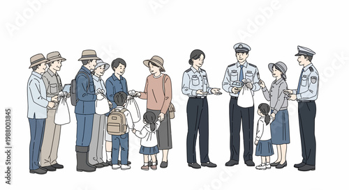 Amidst Civil Services Day India celebrations, a hand-drawn illustration depicts officials interacting with the public, set against a clean white background in a flat, simple style