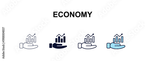 economy  multi-style outline icon set - cryptocurrency concept. Thin line, regular, filled, colored economy  icon