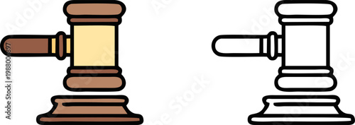 Wooden Judge Gavel and Round Sound Block