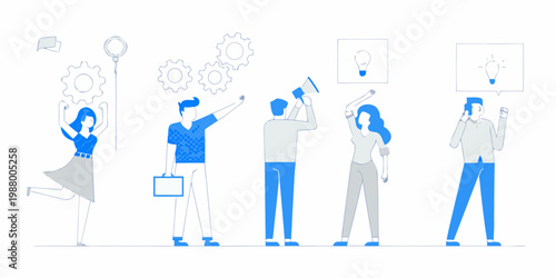 A diverse team collaborates brainstorming ideas and communicating innovative solutions in a modern setting