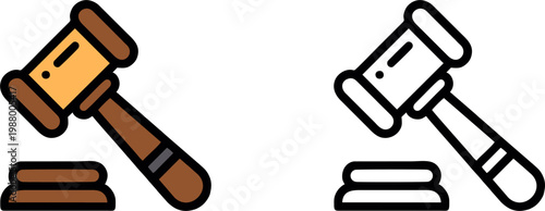 Wooden Judge Gavel and Sound Block Icon