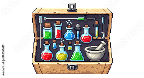 Vintage Science Laboratory Kit with Colorful Chemicals.