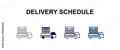 delivery schedule multi-style outline icon set - delivery concept. Thin line, regular, filled, colored delivery schedule icon