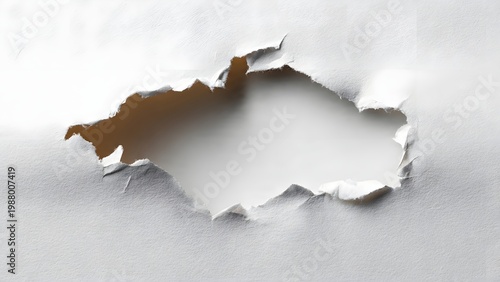 Vertical ripped paper opening revealing empty copy space