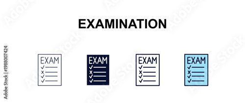 examination multi-style outline icon set - dentist concept. Thin line, regular, filled, colored examination icon