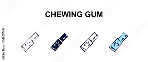 chewing gum multi-style outline icon set - dentist concept. Thin line, regular, filled, colored chewing gum icon