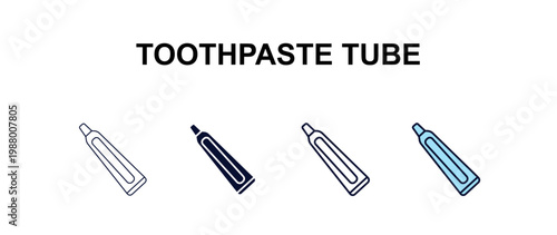 toothpaste tube multi-style outline icon set - dentist concept. Thin line, regular, filled, colored toothpaste tube icon
