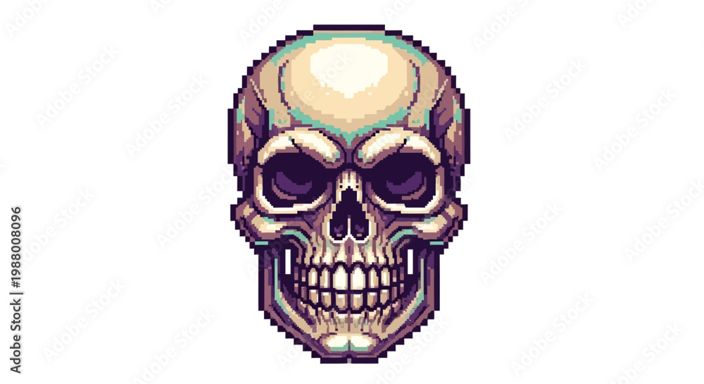 Obraz premium Pixel Art Skull Graphic Design Element.