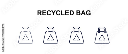 recycled bag multi-style outline icon set - ecology concept. Thin line, regular, filled, colored recycled bag icon