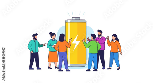 Team Charging Up Energy With Giant Battery Power.