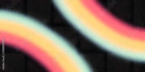 Abstract Grainy Gradient Background with Vibrant Rainbow Neon Arcs on Dark for Modern Banners, Headers & UI Design