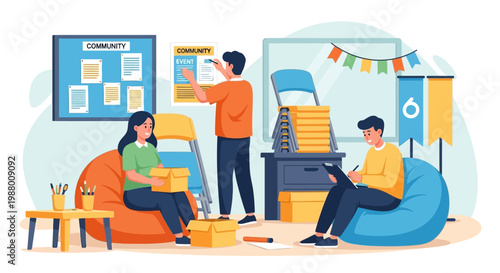 Team collaborating on a project in a modern office space.