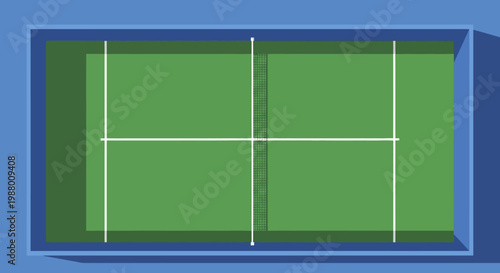 Tennis court graphic illustration with lines.