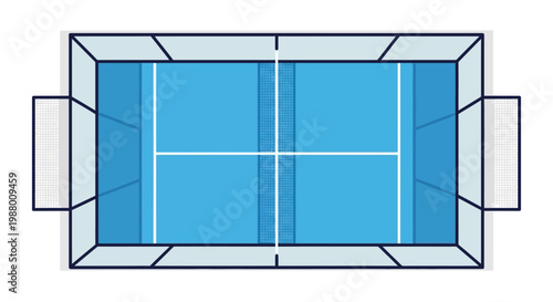 top view of a blue tennis court.