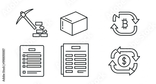 Cryptocurrency and Finance Icons Set.