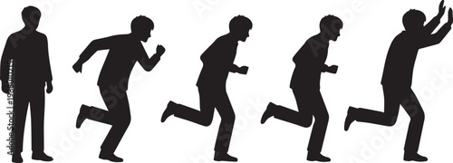 A series of silhouettes depicting a man running in different poses