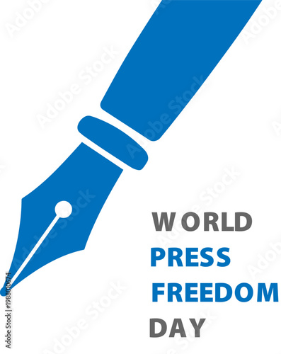 Blue fountain pen nib icon for World Press Freedom Day representing literature journalism professional writing and editorial rights