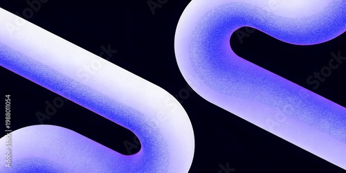 Grainy Bright Purple Blue Neon Rounded Tube Glow on Black Background – Ethereal Abstract Futuristic Sci-Fi Light Texture Backdrop