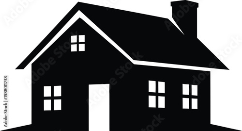 Simple black and white house icon