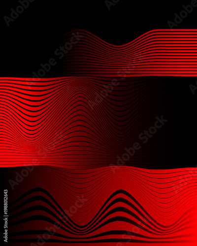 Red and Black Abstract Wavy Line Background Modern Dynamic Pattern