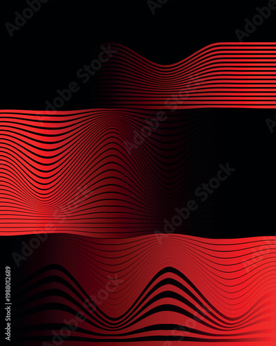 Red and Black Abstract Wavy Line Background Modern Dynamic Pattern
