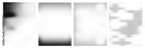 Tableau sur toile Abstract black and white halftone dotted gradient pattern texture set for modern