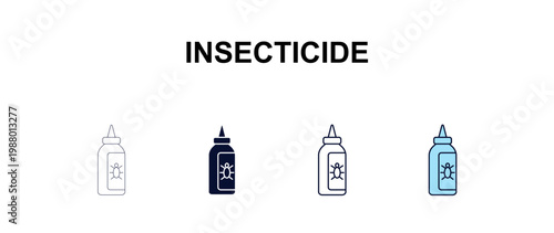 insecticide multi-style outline icon set - farming and gardening concept. Thin line, regular, filled, colored insecticide icon