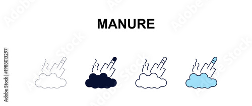 manure multi-style outline icon set - farming and gardening concept. Thin line, regular, filled, colored manure icon