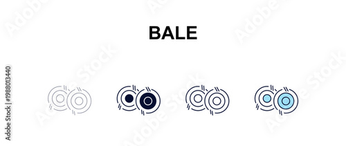 bale multi-style outline icon set - farming and gardening concept. Thin line, regular, filled, colored bale icon