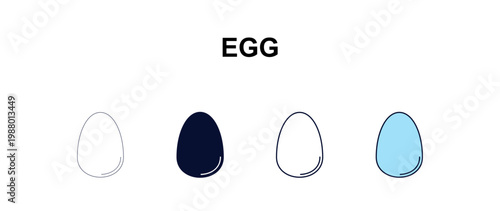 egg multi-style outline icon set - farming and gardening concept. Thin line, regular, filled, colored egg icon