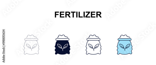 fertilizer multi-style outline icon set - farming and gardening concept. Thin line, regular, filled, colored fertilizer icon