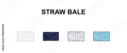 straw bale multi-style outline icon set - farming and gardening concept. Thin line, regular, filled, colored straw bale icon
