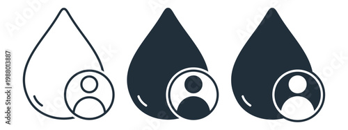 Water User Icon with Person and Droplet Symbol. Vector Illustration
