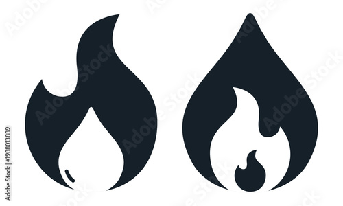 Flame and Water Icon. Opposite Elements and Balance Symbol. Vector Illustration
